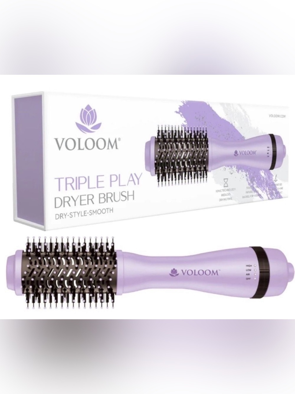 VOLOOM triple play dryer brush for drying/styling/smoothing NIB